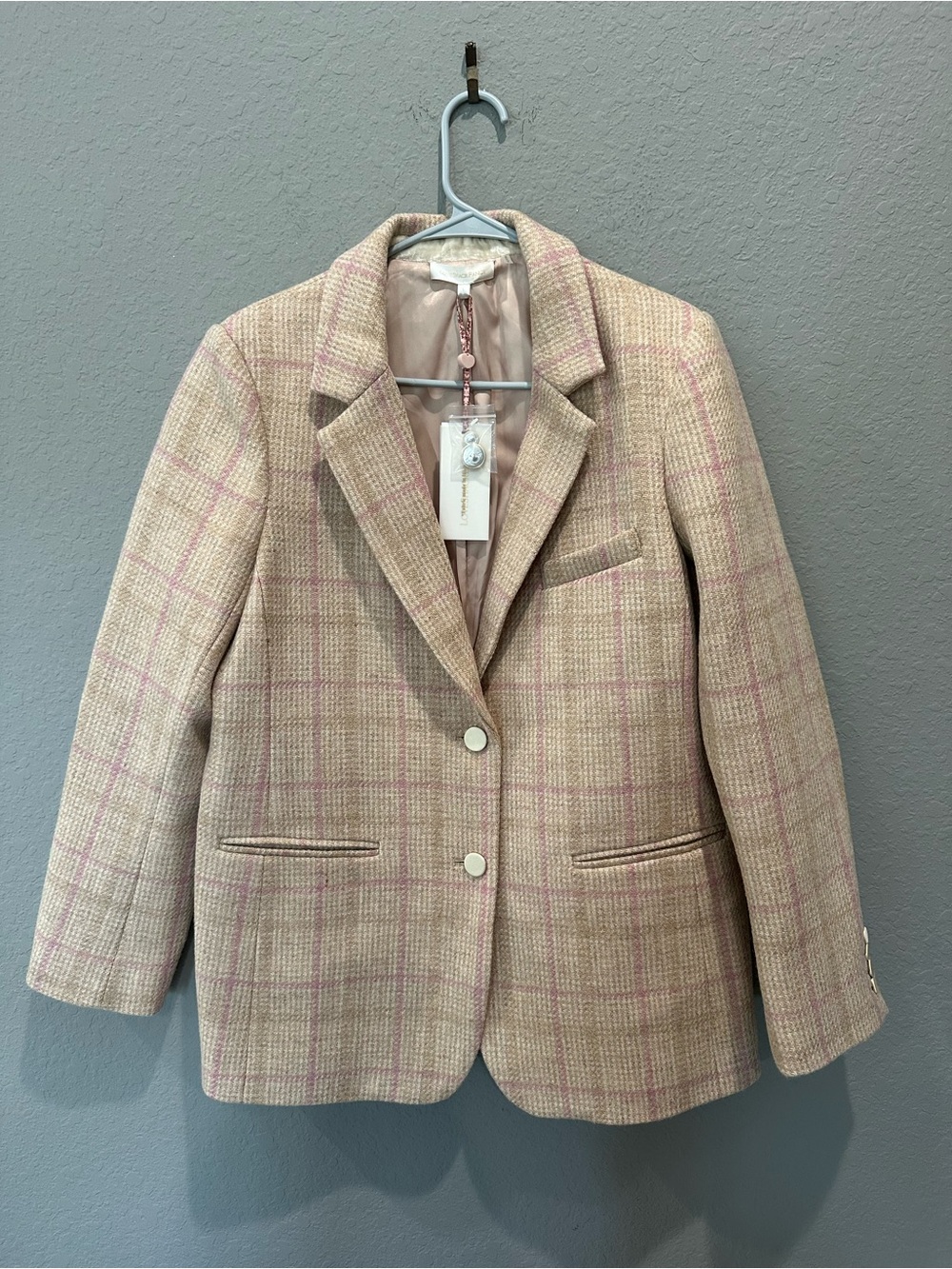 Love Shack Fancy 100% Virgin Wool Denzel Blazer Jacket Creamy Caramel Sz L NWT